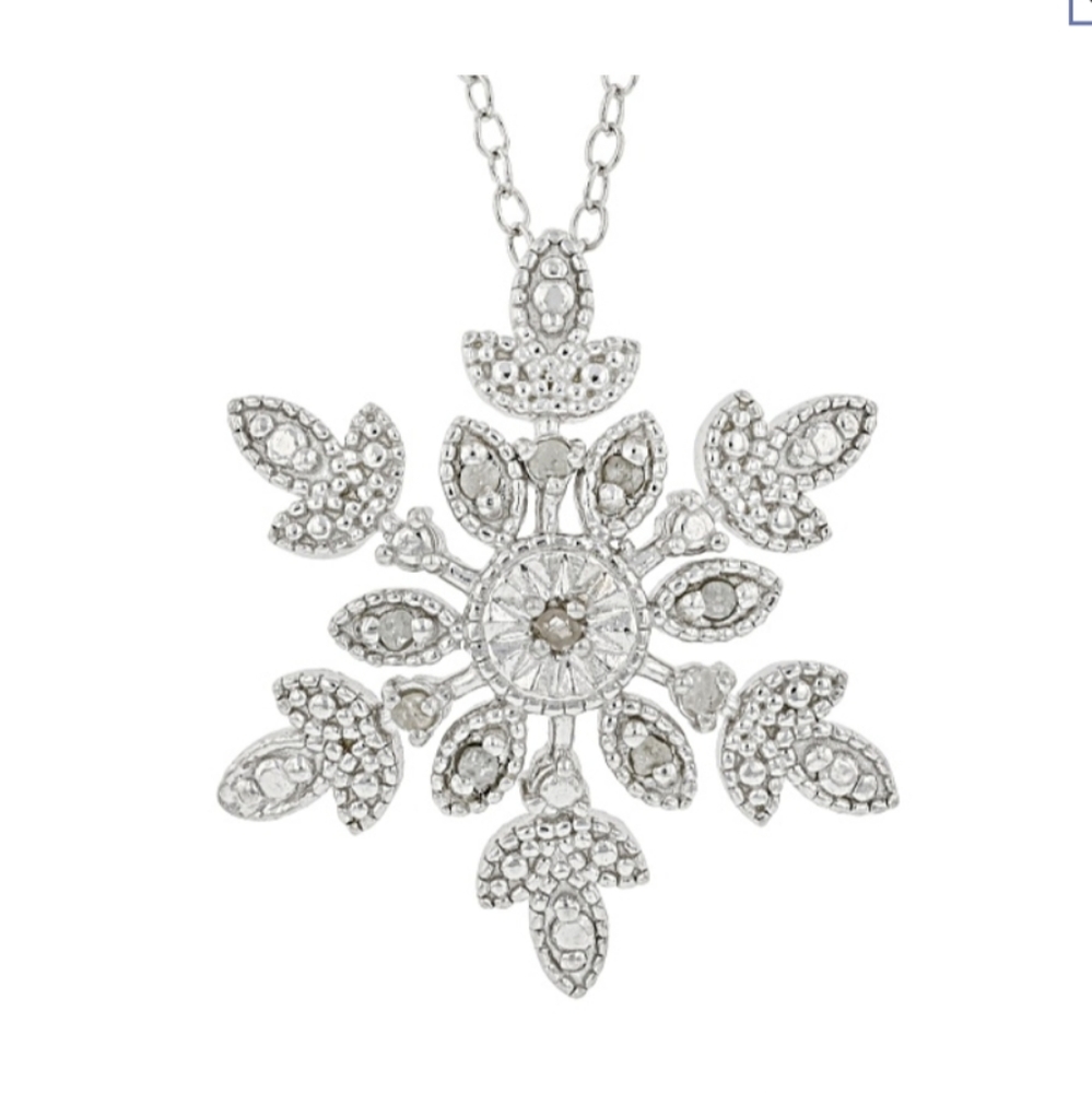 White Diamond Rhodium Over Sterling Silver Pendant 0.10ctw